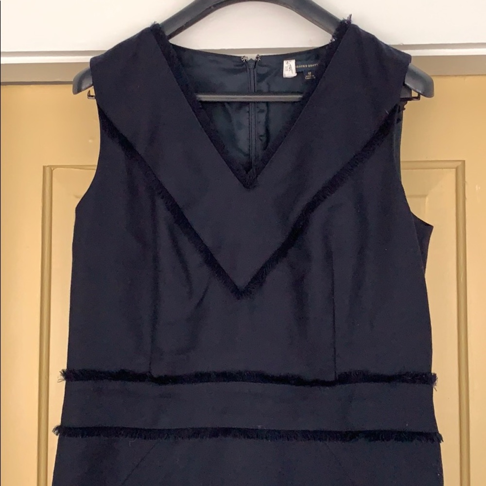 EUC Brooks Brothers navy blue fringed dress, 12